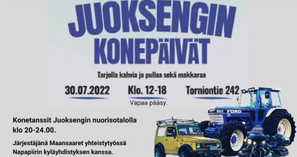 Juoksengin konepäivät 30.7.2022 klo 12-18.