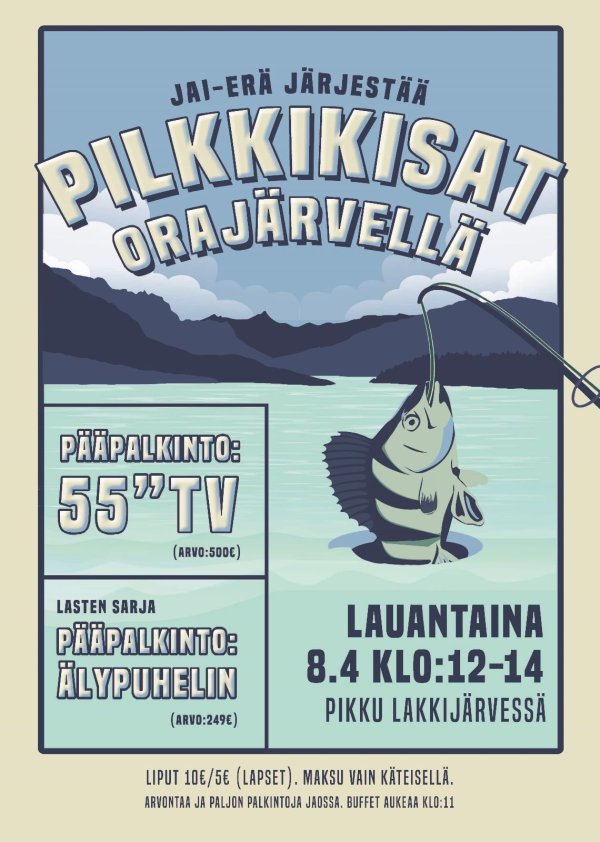 Ilmoitus Orajärven pilkkikilpailusta.