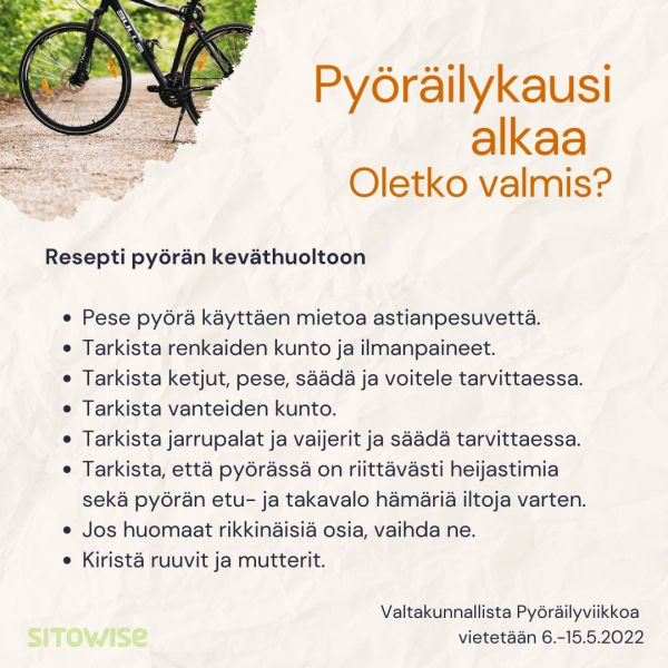 Pyöräilykausi alkaa -juliste. 