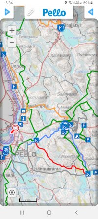 Infogis-paikkatietopalvelun näkymä mobiililaitteessa. 