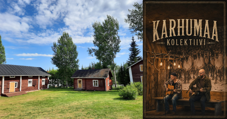Kesäinen kuva Pellon kotiseutumuseon pihastavasemmalla ja Karhumaa Kollektiivin mainoskuva oikealla.