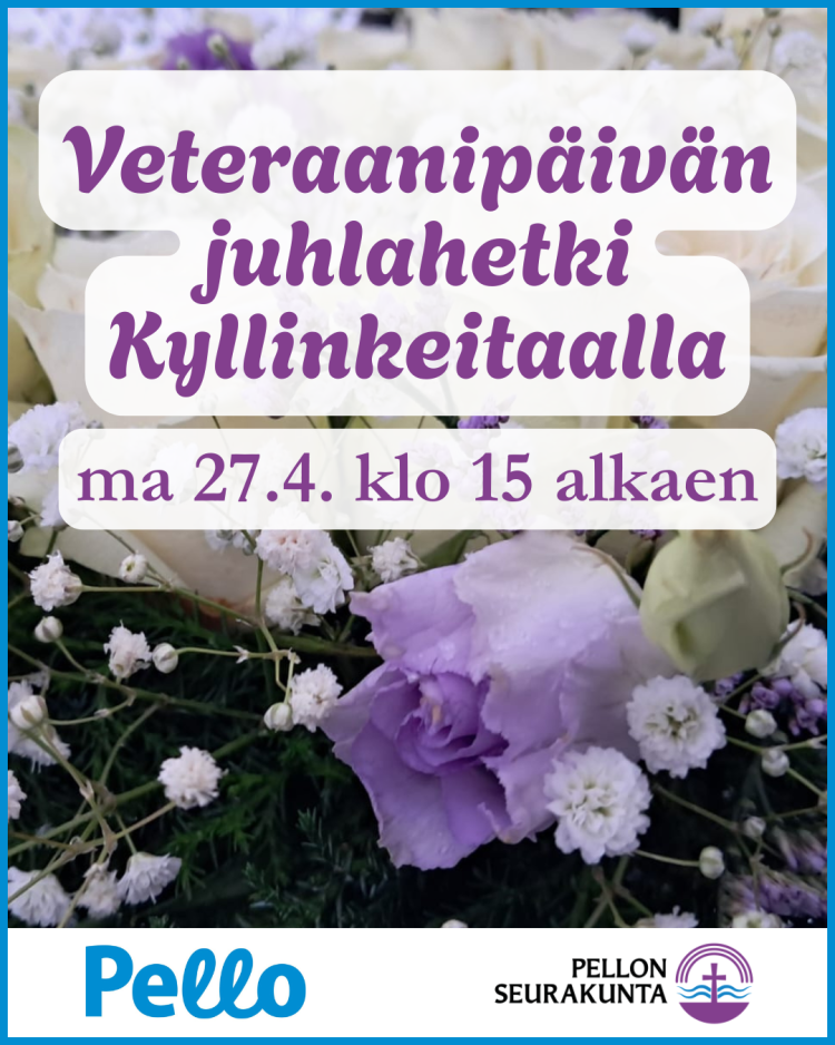 Kuvassa ilmoitusosan otsikko ja taustalla kuva kukista. Alareunassa Pellon kunnan ja seurakunnan logot.